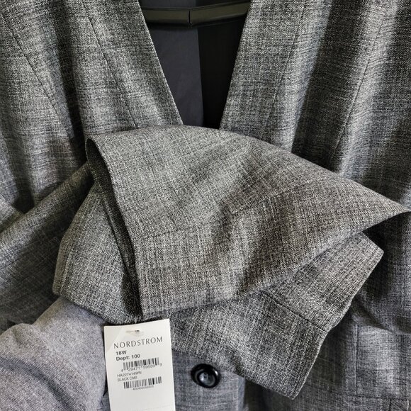 Halogen 3 Button Womens Blazer Gray Black Plus Size 18W Career Workwear Business - Picture 4 of 7